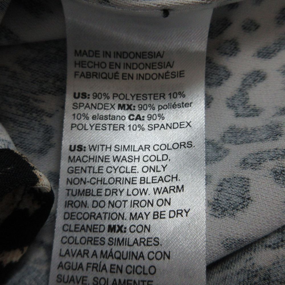 Chico's Shirt Womens 0 US 4 Beige Black Animal Print Long Sleeve Pullover - Picture 9 of 12